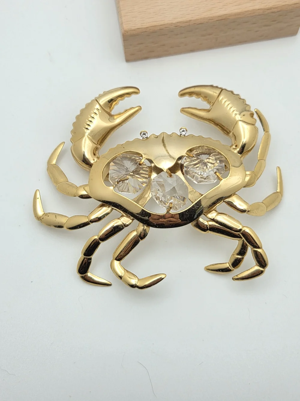 Vintage Gold Crab Frame Topper Crystal Rhinestone 3.5”